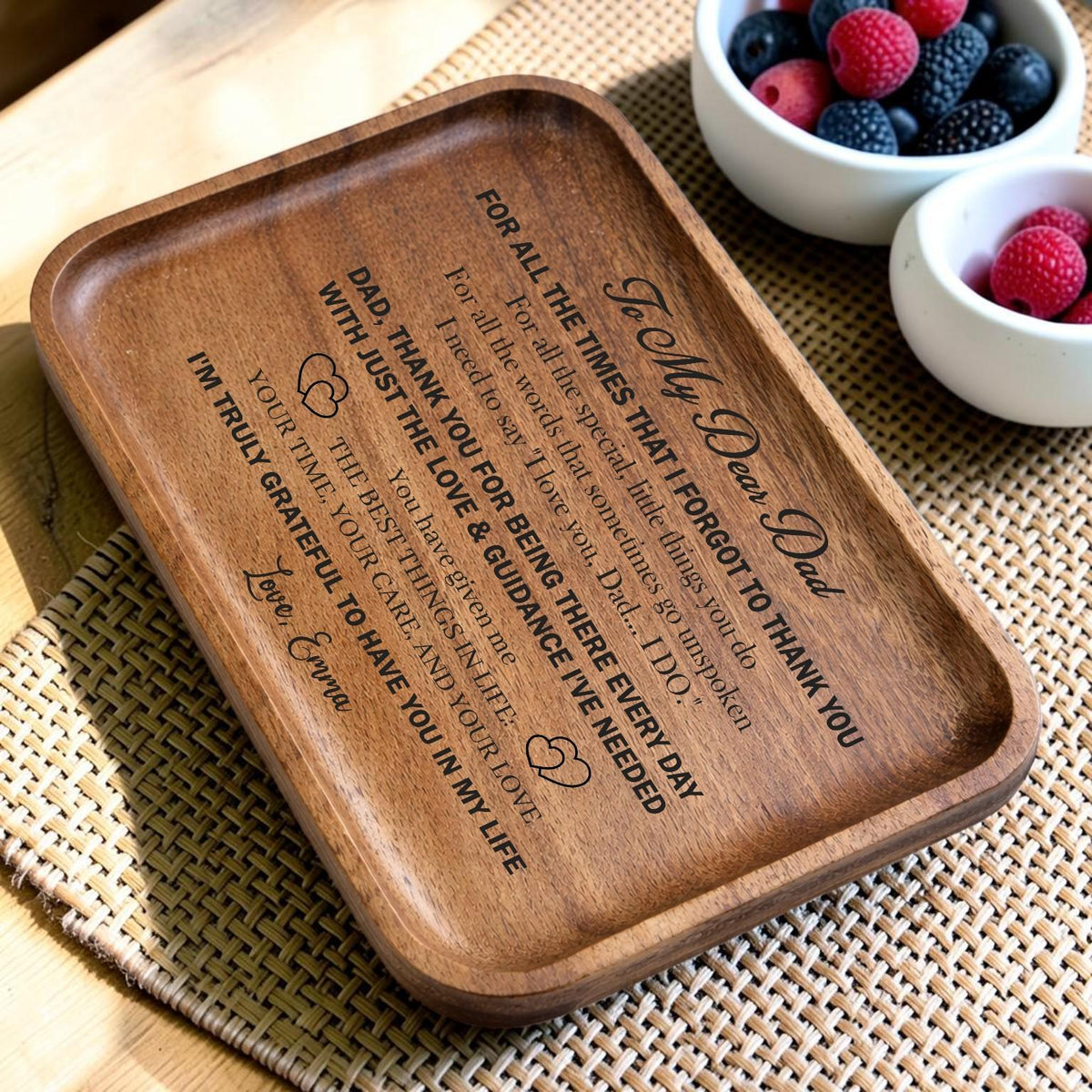 Personalized Engraved Wooden Valet Tray for Dad
