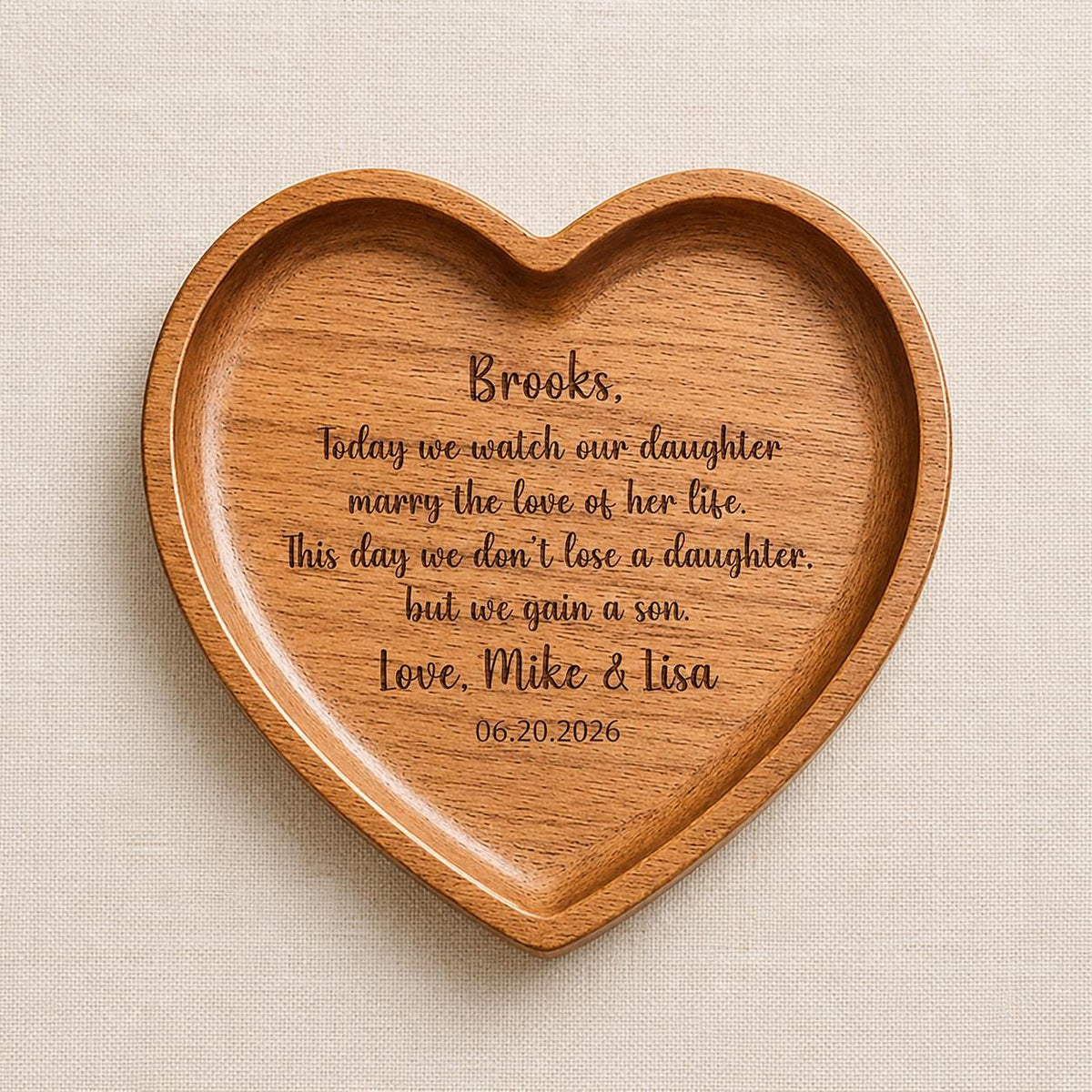 Personalized Wedding Ring Dish, Son In Law Gift From Parents of The Bride