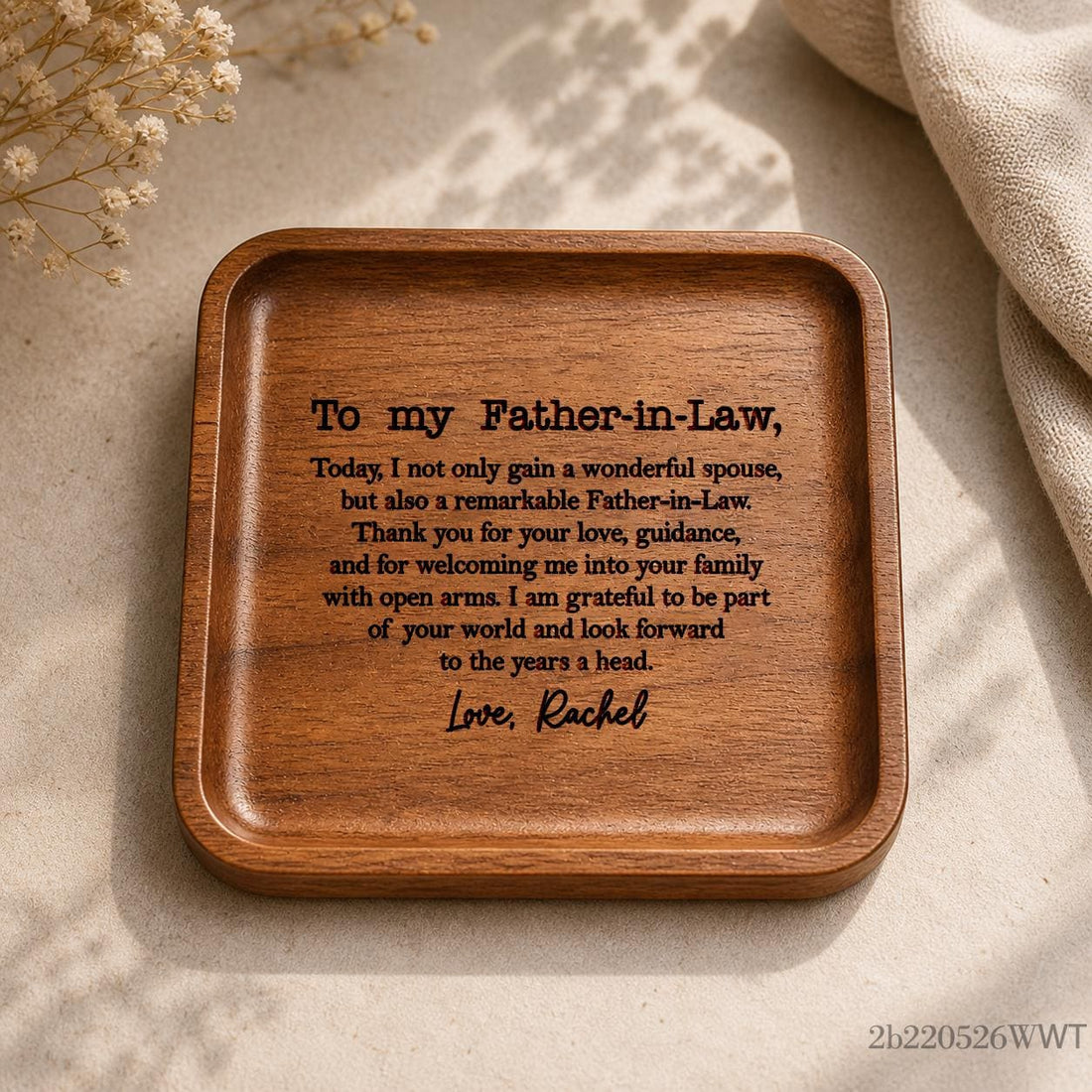 Personalized Wooden Valet Tray - Engraved Father-in-Law Wedding Keepsake