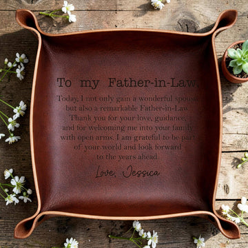 Personalized Leather Tray for Father-in-Law