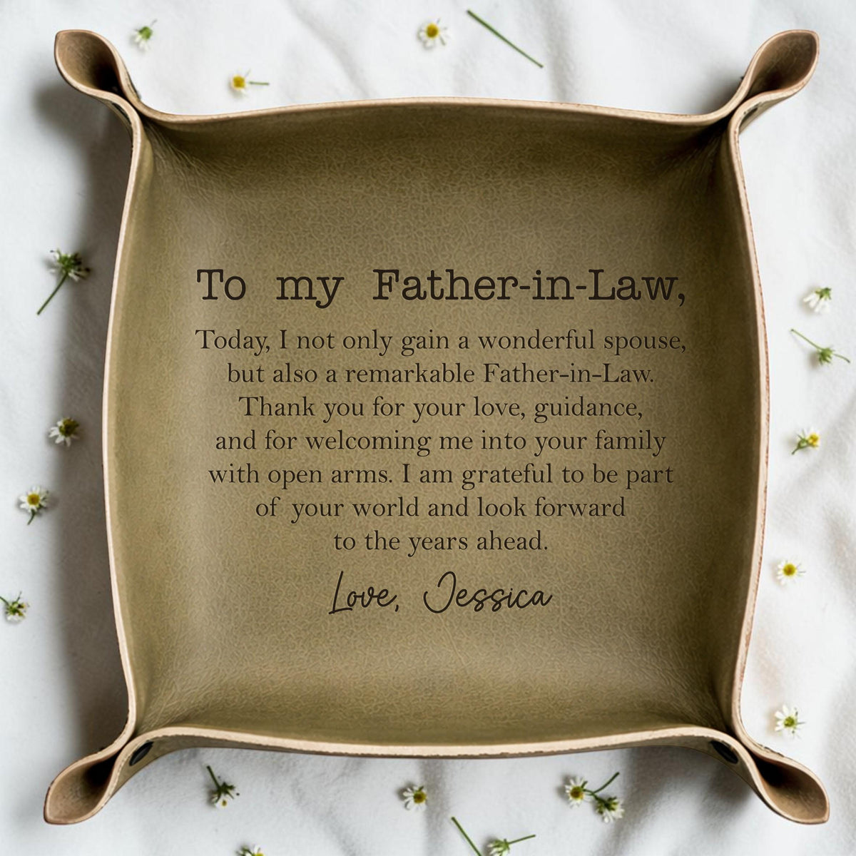 Personalized Leather Tray for Father-in-Law