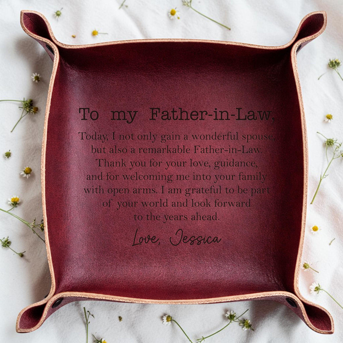 Personalized Leather Tray for Father-in-Law