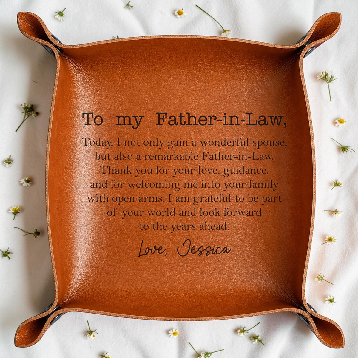 Personalized Leather Tray for Father-in-Law
