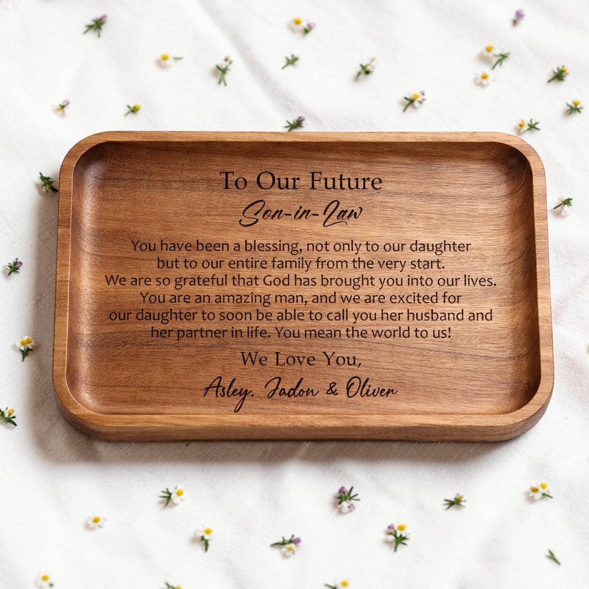 To Our Future Son-in-Law Wooden Valet Tray