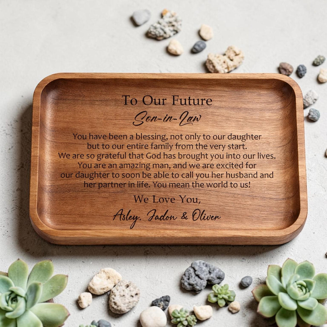 To Our Future Son-in-Law Wooden Valet Tray