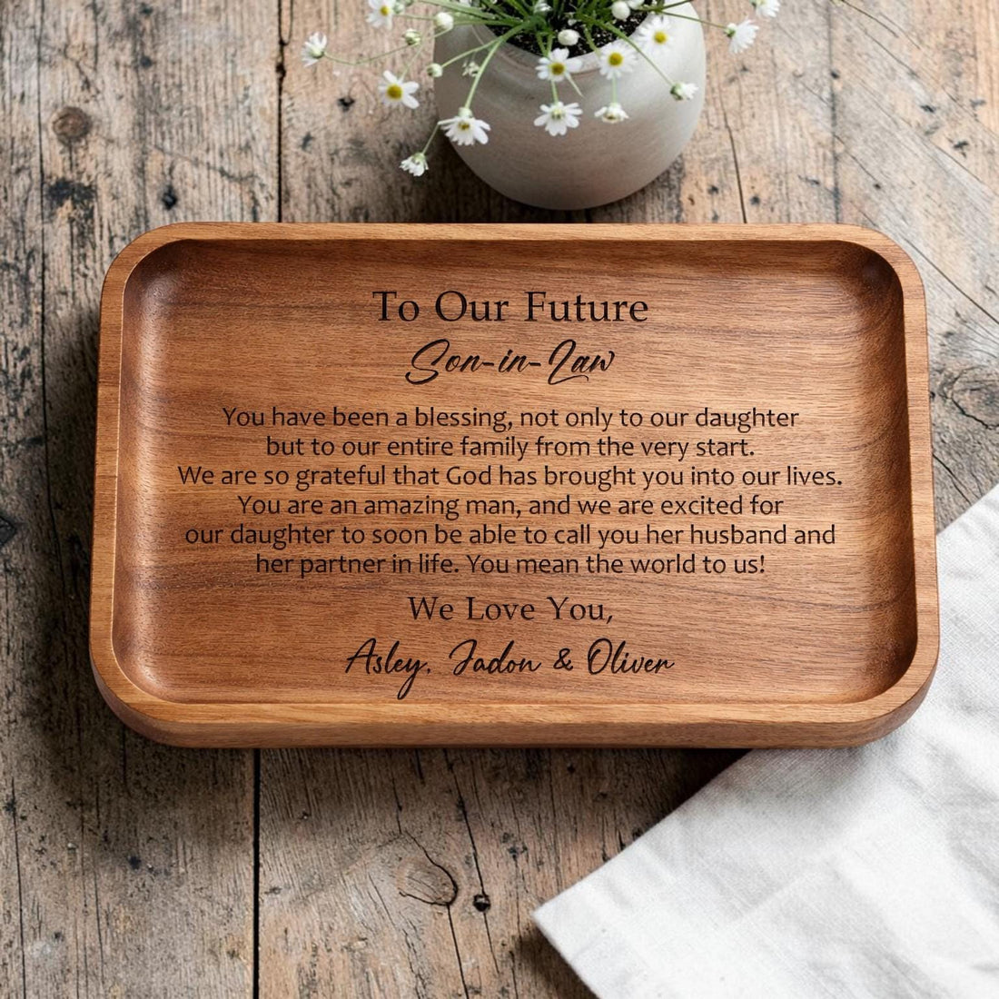 To Our Future Son-in-Law Wooden Valet Tray