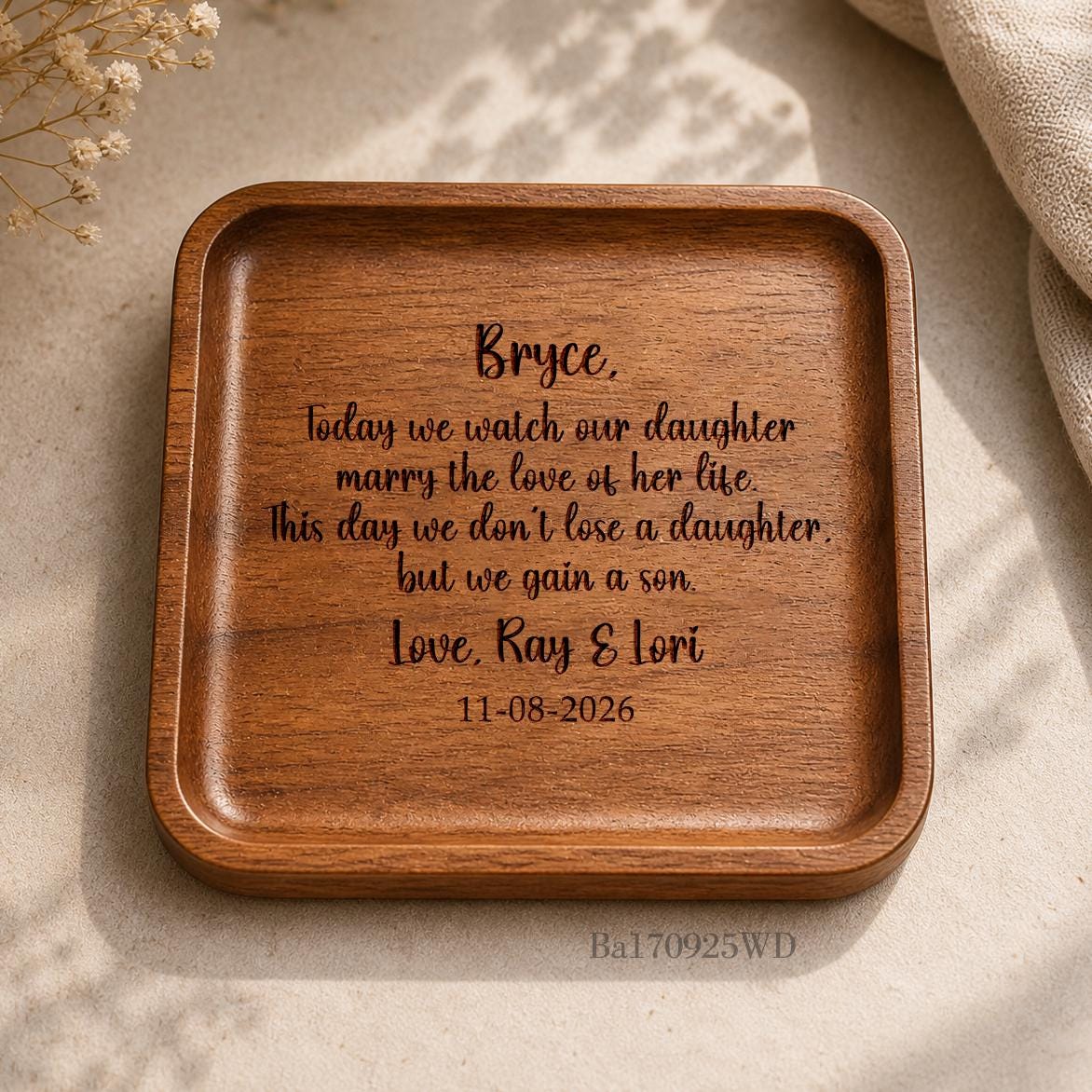 Personalized Wedding Ring Dish, Son In Law Gift From Parents of The Bride