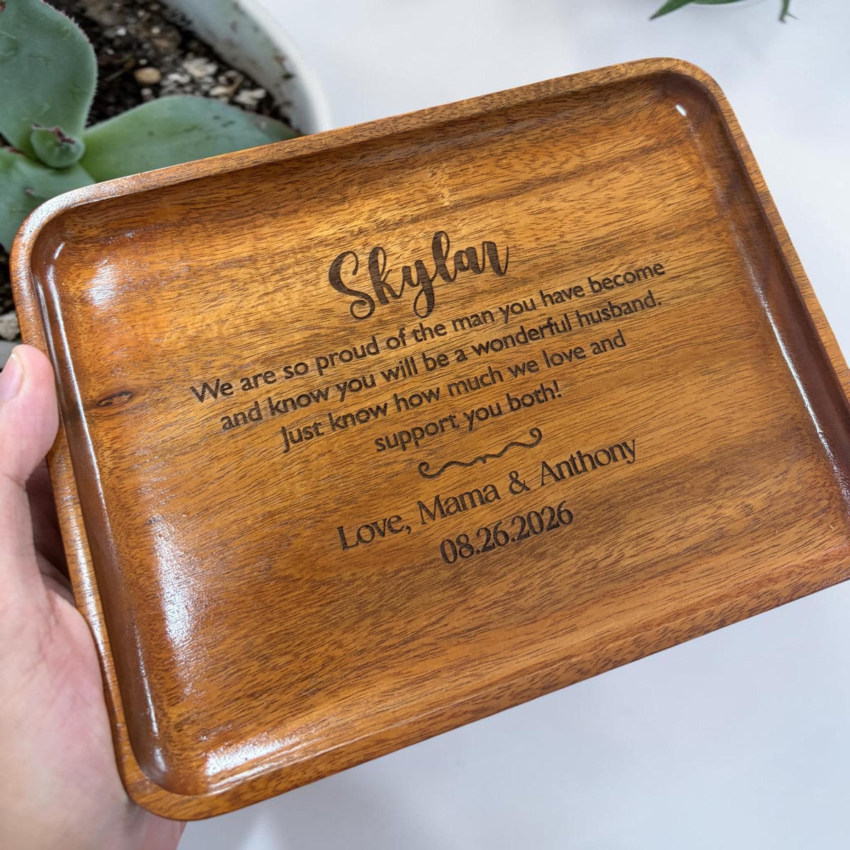 Personalized Wooden Valet Tray for Future Son-in-Law