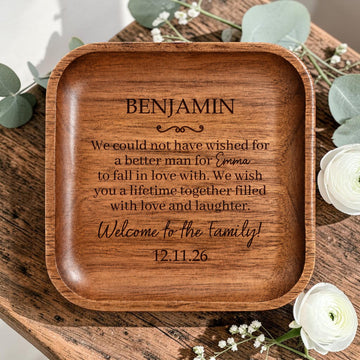Personalized Wooden Ring Dish for Son-in-Law