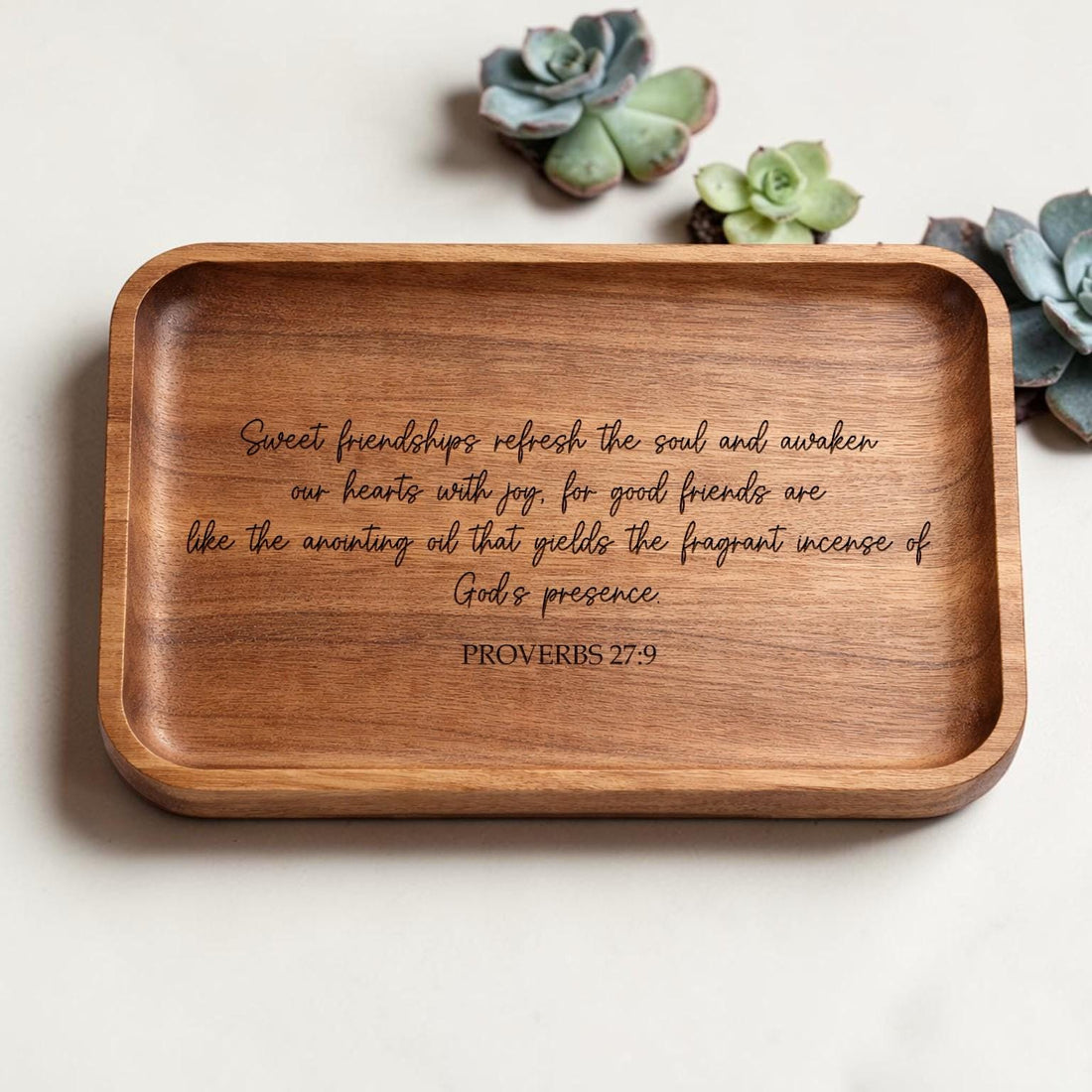 A Friend Is God's Way Personalized Wooden Ring Dish