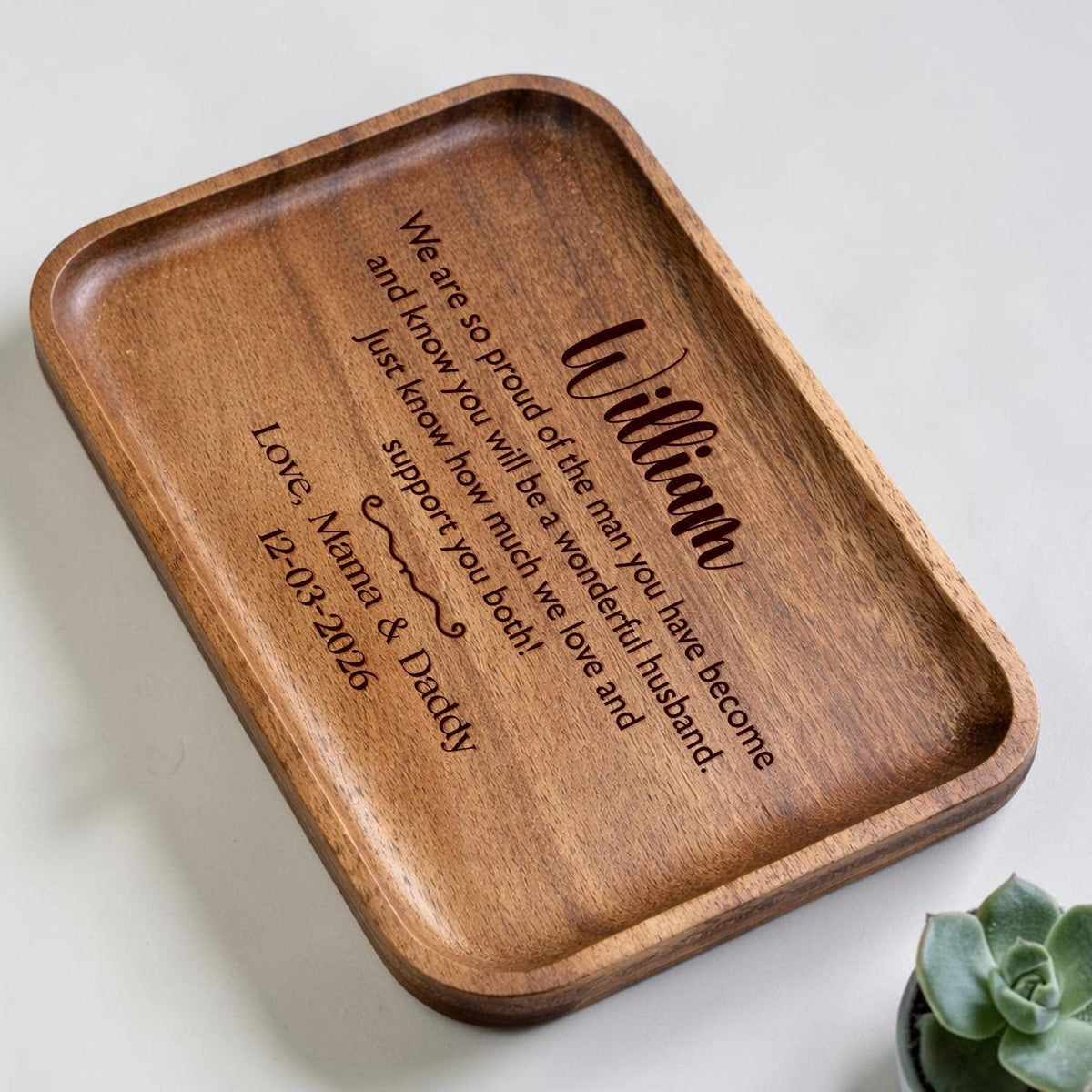 Personalized Wooden Valet Tray for Future Son-in-Law
