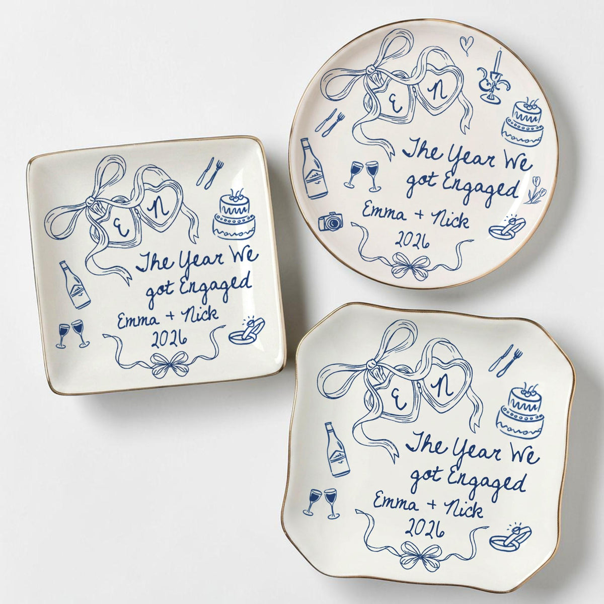 The Year We Got Engaged Personalized Ceramic Ring Dish