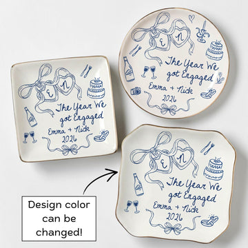 The Year We Got Engaged Personalized Ceramic Ring Dish
