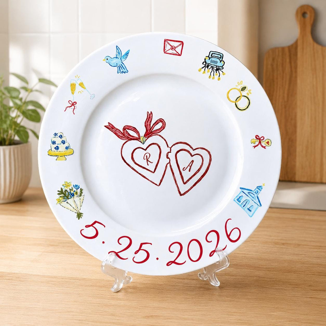 Personalized Wedding Cake Porcelain Plate