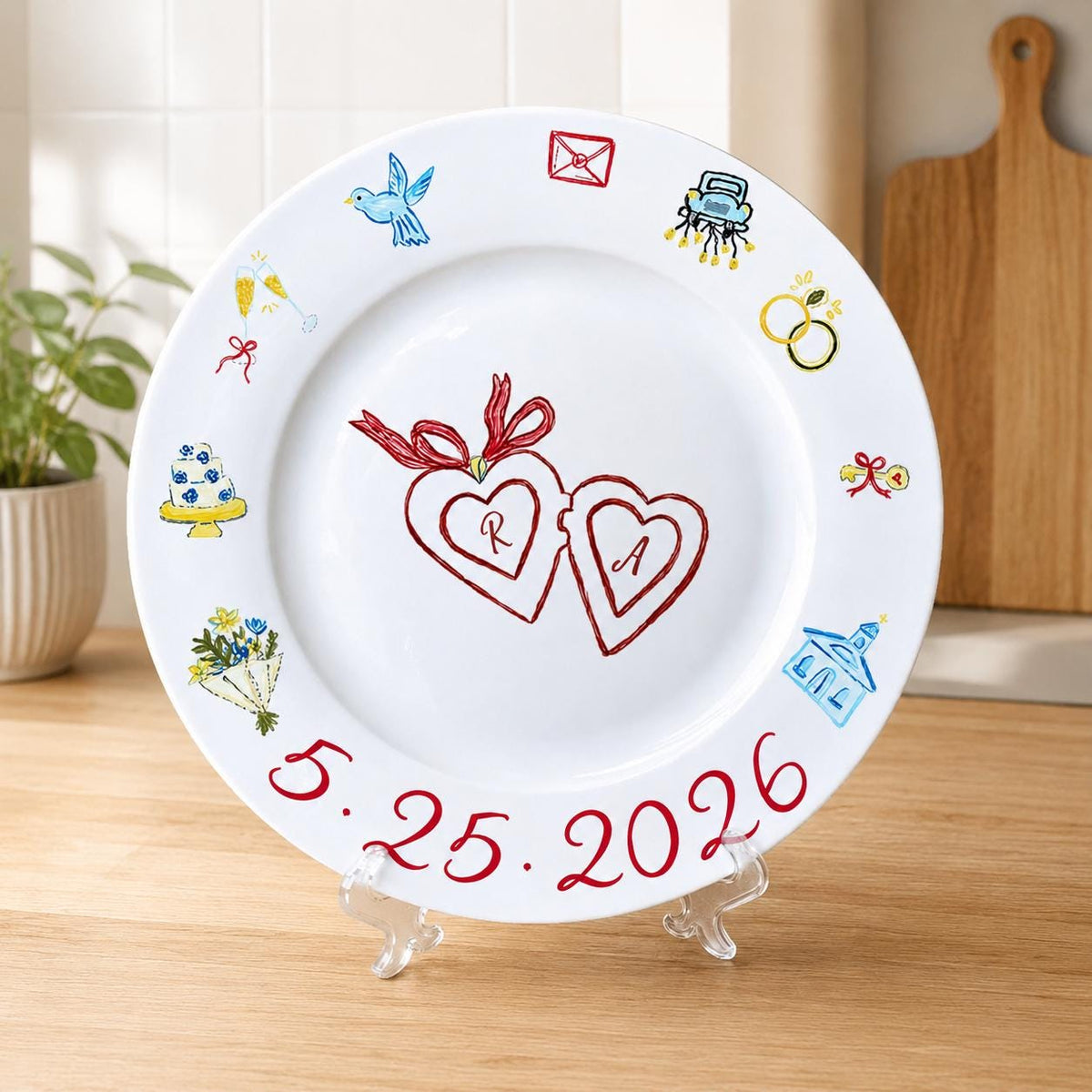 Personalized Wedding Cake Porcelain Plate