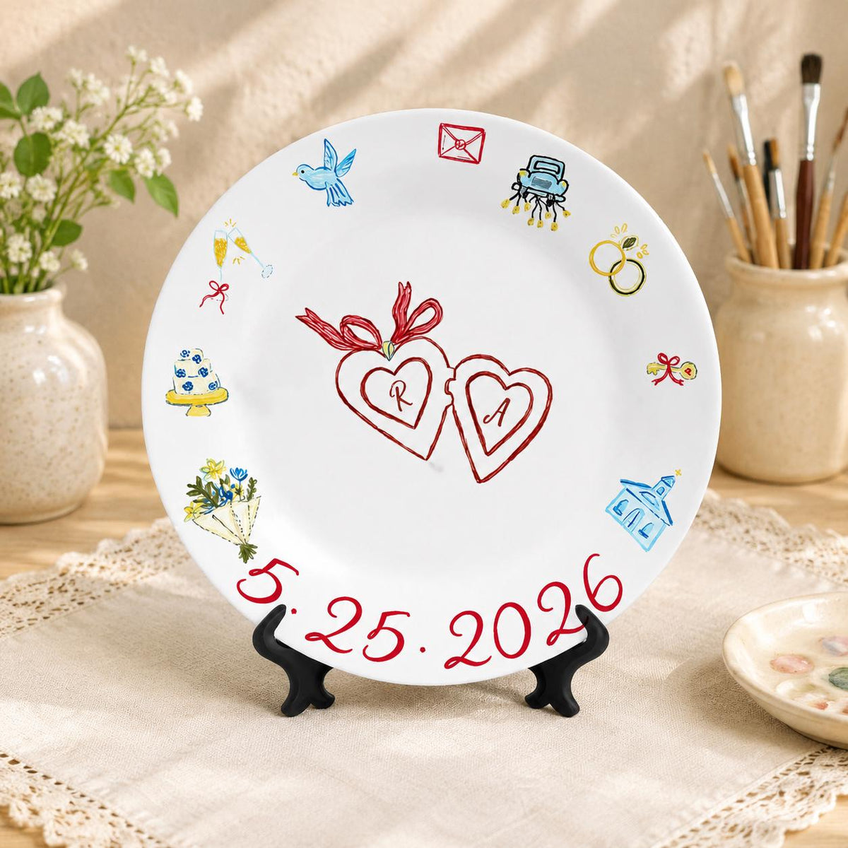 Personalized Wedding Cake Porcelain Plate