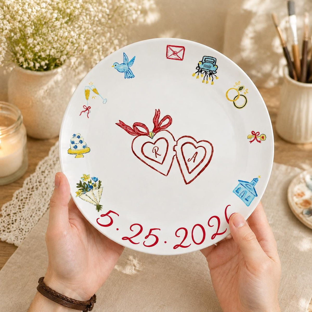 Personalized Wedding Cake Porcelain Plate