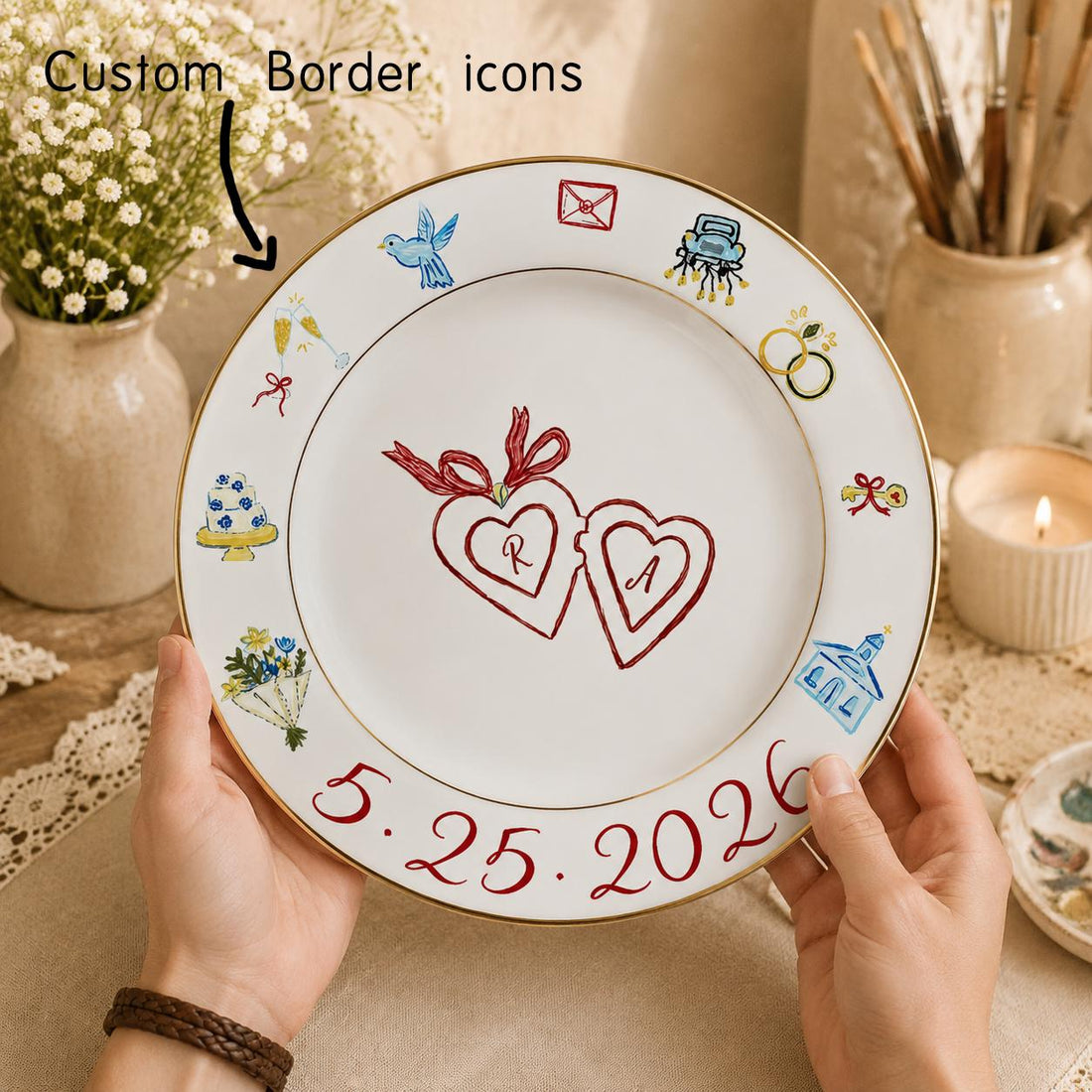 Personalized Wedding Cake Porcelain Plate