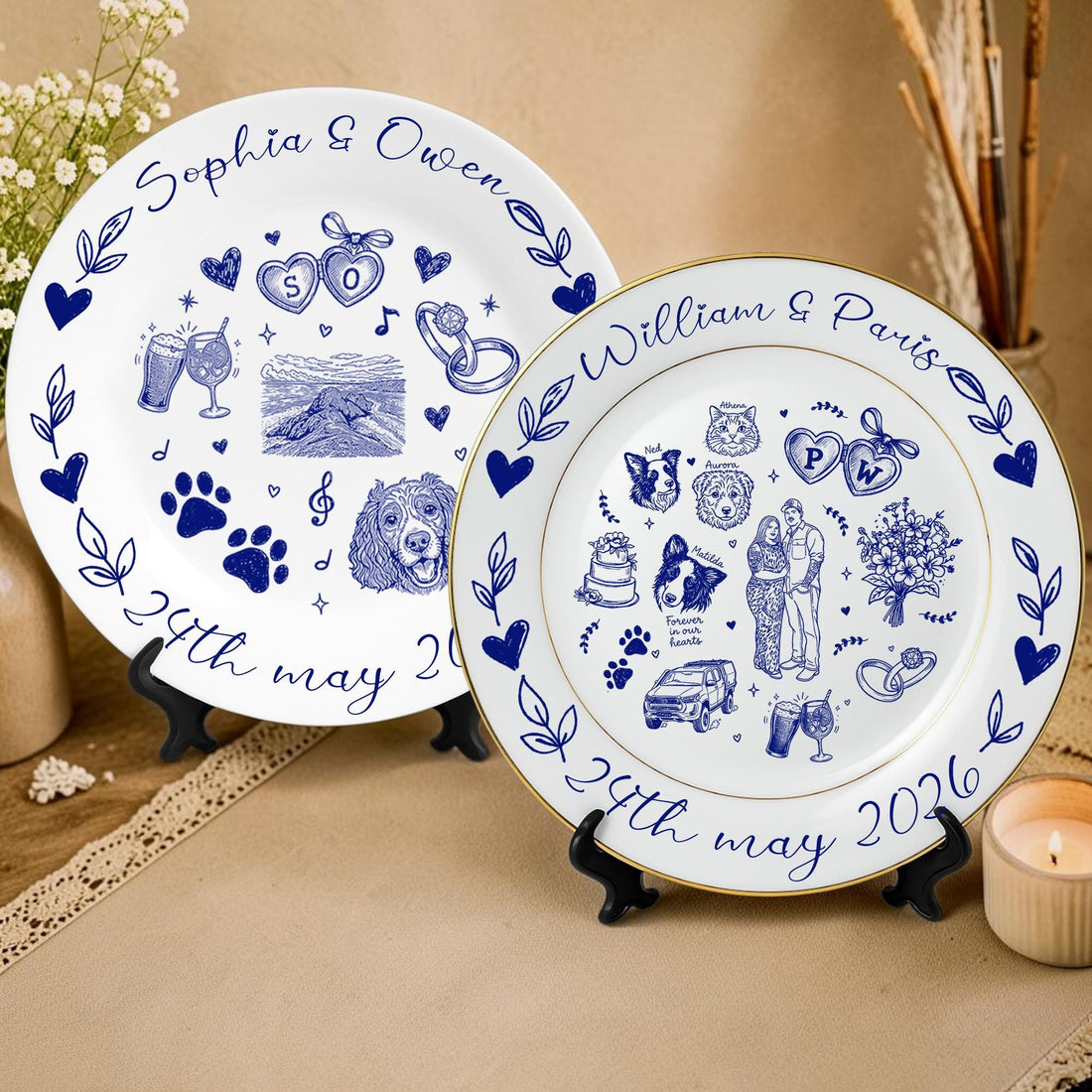 Personalized Wedding Porcelain Platter for Newlyweds
