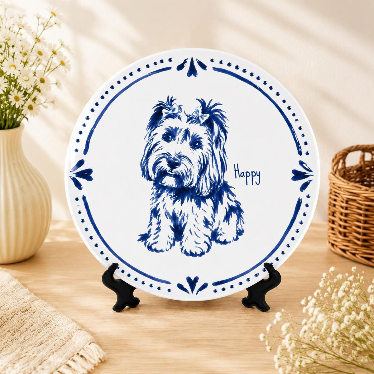 Personalized Pet Portrait Porcelain Memorial Plate