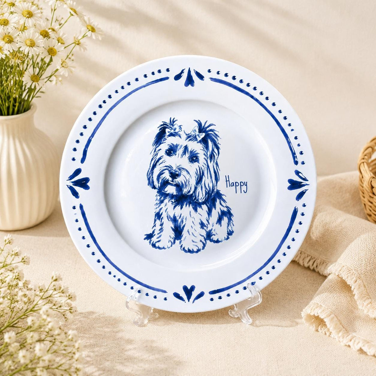 Personalized Pet Portrait Porcelain Memorial Plate