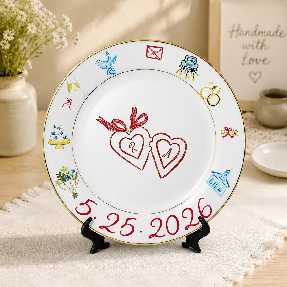 Personalized Wedding Cake Porcelain Plate