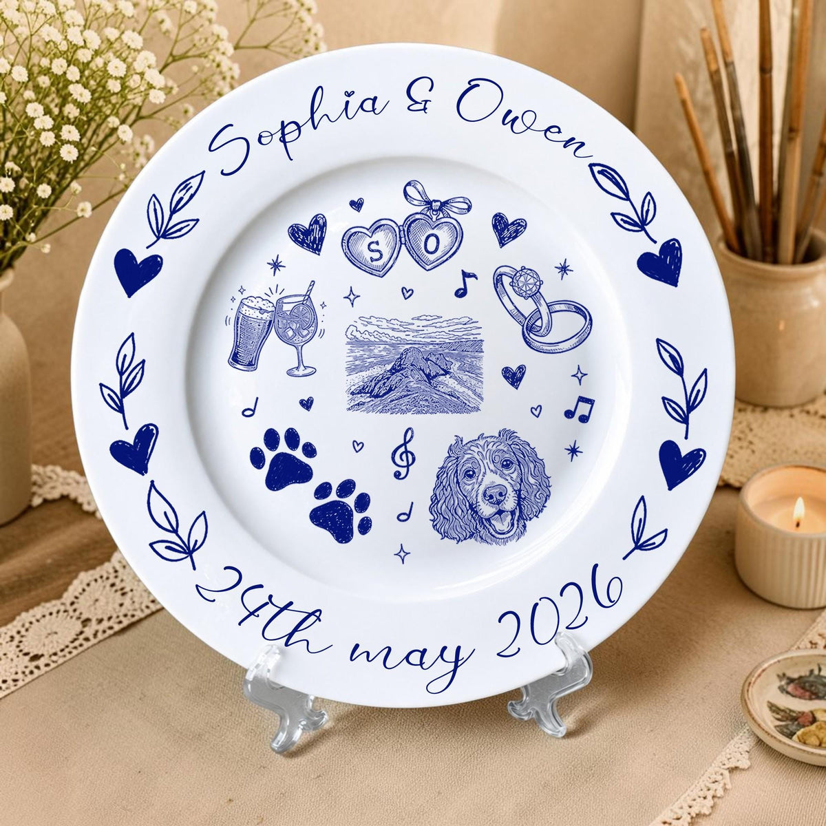 Personalized Wedding Porcelain Platter for Newlyweds
