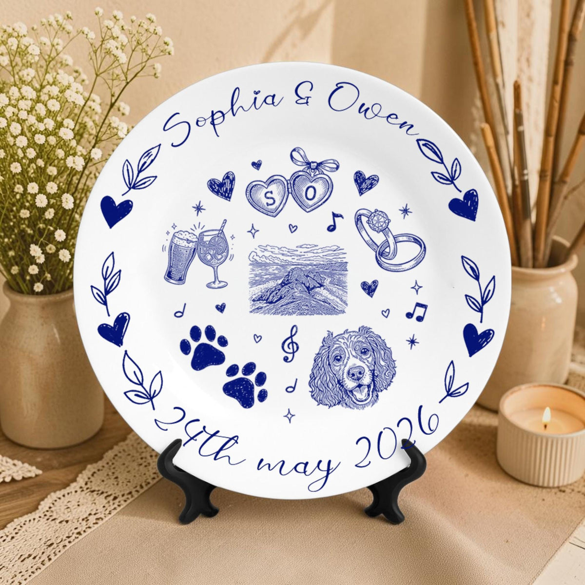 Personalized Wedding Porcelain Platter for Newlyweds