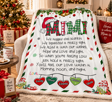 Personalized Christmas Blanket for Mom, Grandma or Mimi, Custom Name