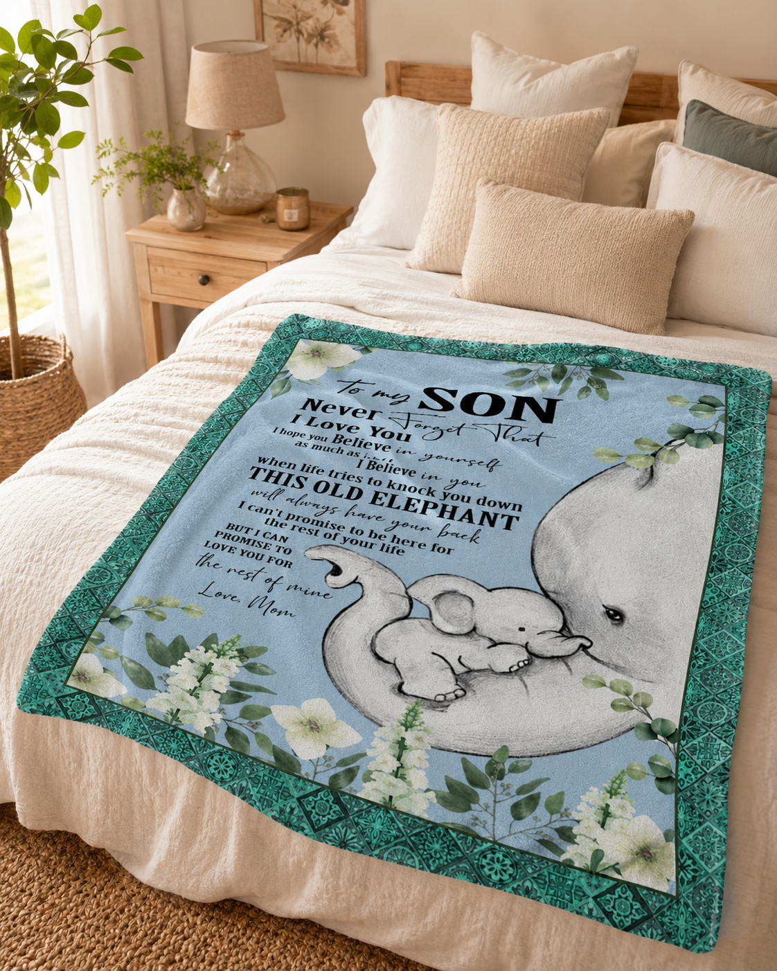 Elephant Blanket for Son, To My Son Love Quote Family Gift